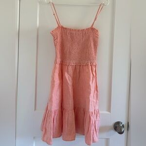 Aritzia Wilfred Tempest pink linen sleeveless mini dress, size medium